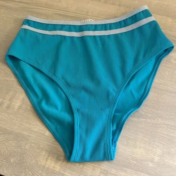 sporty teal ribbed bikini - Picture 2 of 4